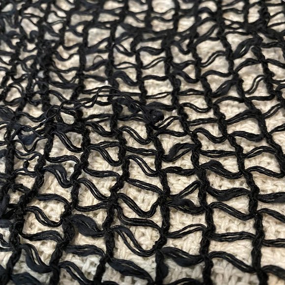 Vintage Open Weave Black Accent Scarf/Shawl - Picture 10 of 15